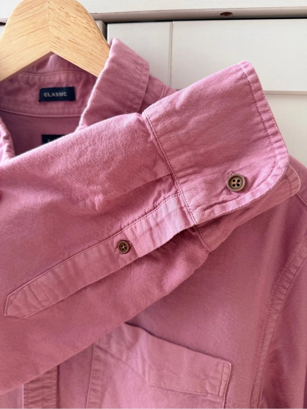 J.CREW Men's Classic Fit Garment Dye Pink Cotton Button-Down Shirt L